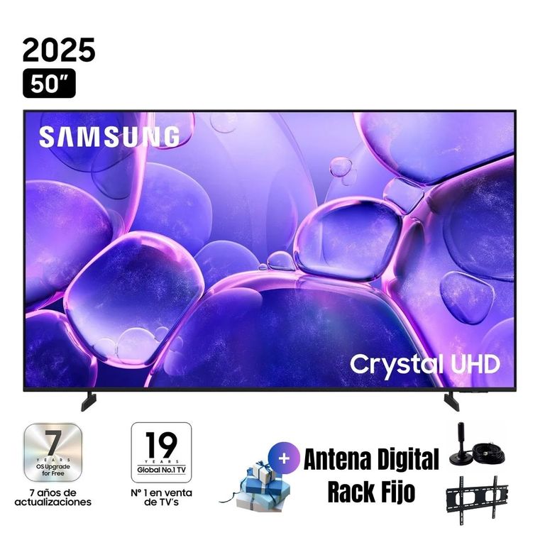 Televisor 50'' Crystal UHD 4K UN50U8000FGXPE 2025 + Ant + Rack Fijo