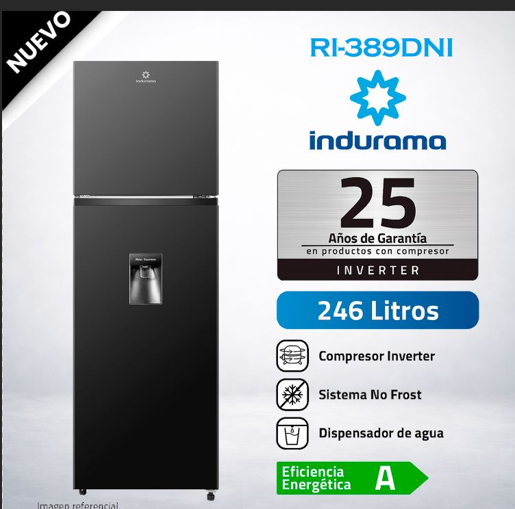 Refrigeradora 246 Lt TOP FREEZER NO FROST RI-389DNI Negro