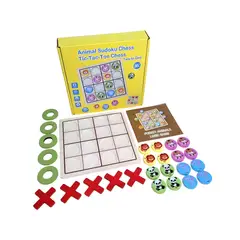GENERICO - Juego Madera 2en1 Didáctico Sudoku Animales Tic Tac Toe