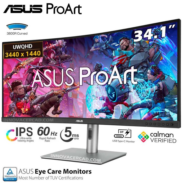 MONITOR PROART PA34VCNV CURVO IPS 3440×1440 DisplayPort HDMI WQHD 60Hz 5ms