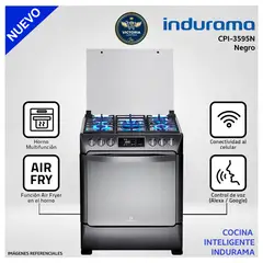 INDURAMA - Cocina 5 Quemadores Smart Black Steel CPI-3595N