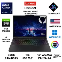 LENOVO - LAPTOP LEGION 5 16IRX9 ULTRA 9 275HX 32GB RAM 1TB SSD 8GB RTX5060 16" WINDOWS 11 AMERICANA