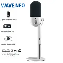 ELGATO - Micrófono Wave Neo Condensador USB Plug And Play PC Mac blanco