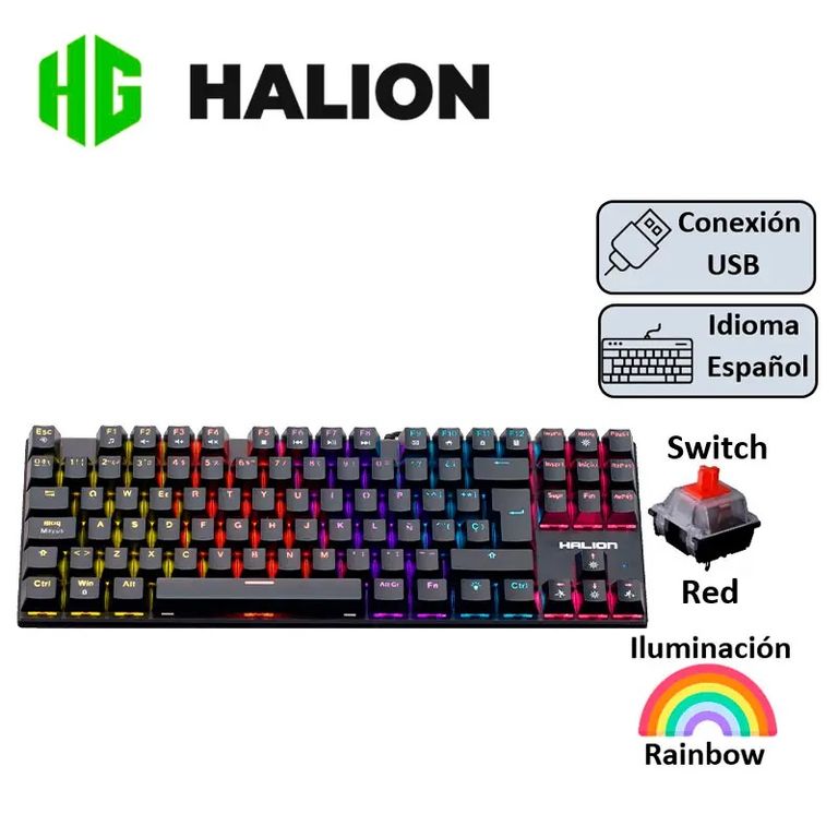 TECLADO GAMING MECANICO COMANCHE 88 KM202 RAINBOW NEGRO S/RED