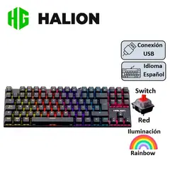 HALION - TECLADO GAMING MECANICO COMANCHE 88 KM202 RAINBOW NEGRO S/RED