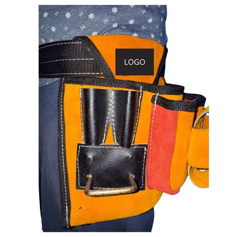Cinturón Porta Herramientas Industrial 6 Compartimientos Color Ocre