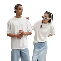 GENERICO - POLO OVERSIZE BASICO MANGA CORTA UNISEX COLOR BLANCO PERLA