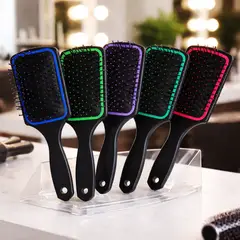 MAJIKA - Cepillo para cabello tipo paddle desenredante negro