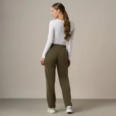 PEACE AND LOVE - Jogger Mujer Recto Verde Militar