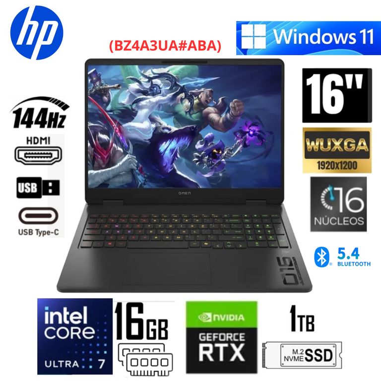 Laptop OMEN 16-AM0073DX GAMING  Core Ultra 7 255H 1TB 16GB 16144Hz WIN11 RTX 5060 8192MB
