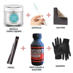 GENERICO - Masilla renovar cuero resanar reparar cuero liquido más tinte calzado cartera kit 6 en 1