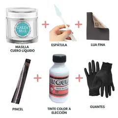 GENERICO - Masilla renovar cuero resanar reparar cuero liquido más tinte calzado cartera kit 6 en 1