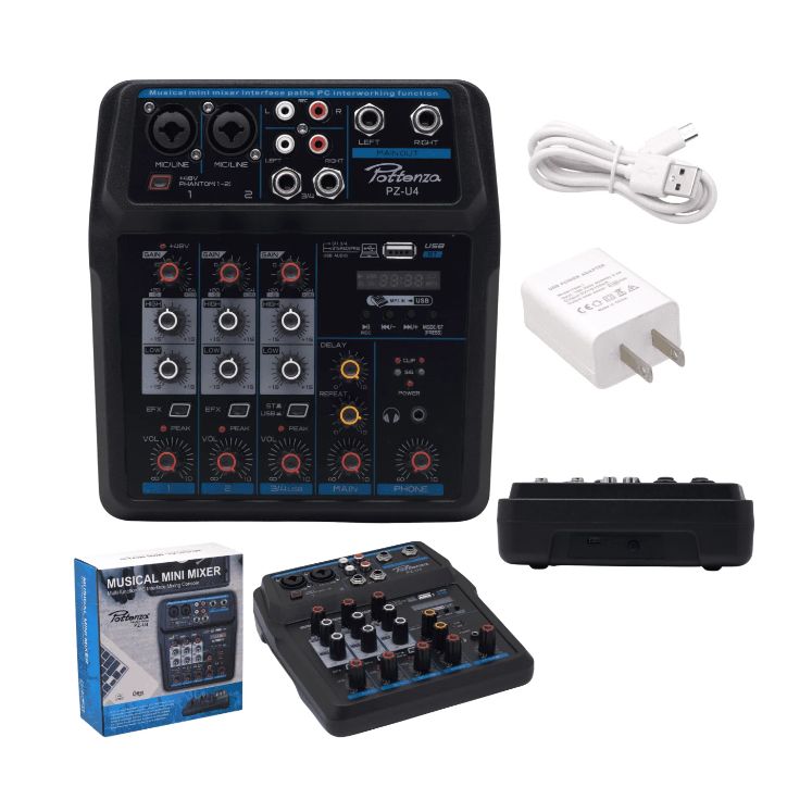 Mezcladora de 4 Canales con Interfaz a PC PZ-U4 POTTENZA