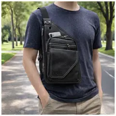 INSPIRA - Mochila Morral Bandolera Riñonera de Cuero Pu Accesorio para Hombre