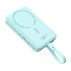 BASEUS - Cargador inalambrico magnetico mini powerbank 10000 mAh 30 W carga rapida cable tipo c azul