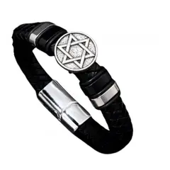 GENERICO - Pulseras de Cuero trenzada diseño ESTRELLA DE DAVID