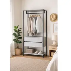 TU MESITA - Ropero Moderno Miguel Color Niebla con Perchero