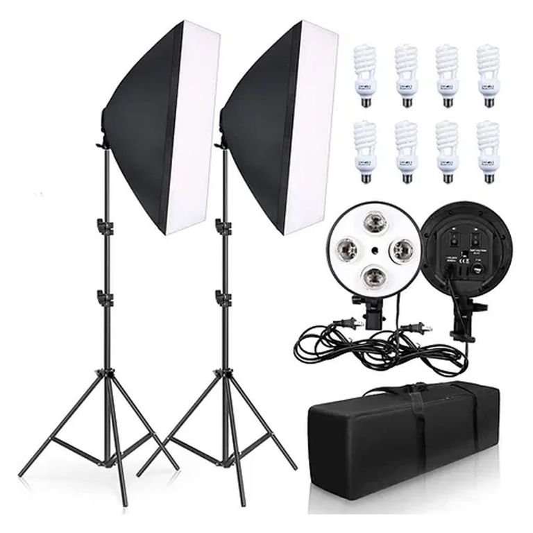 Kit Doble De Luz Continua Softbox iluminacion para video y fotografia