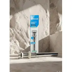 GALEZ - Desagüe Push Cromado para Lavatorio sin Rebose Botón Grande EXTRA LARGO