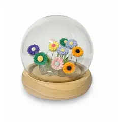 GENERICO - Adorno Cúpula Esfera De Luz Jardín Eterno 3D Base De Madera