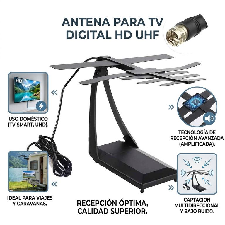 Antena de TV Digital de Alta Definición - Señal Nítida 4K UHD para Interiores