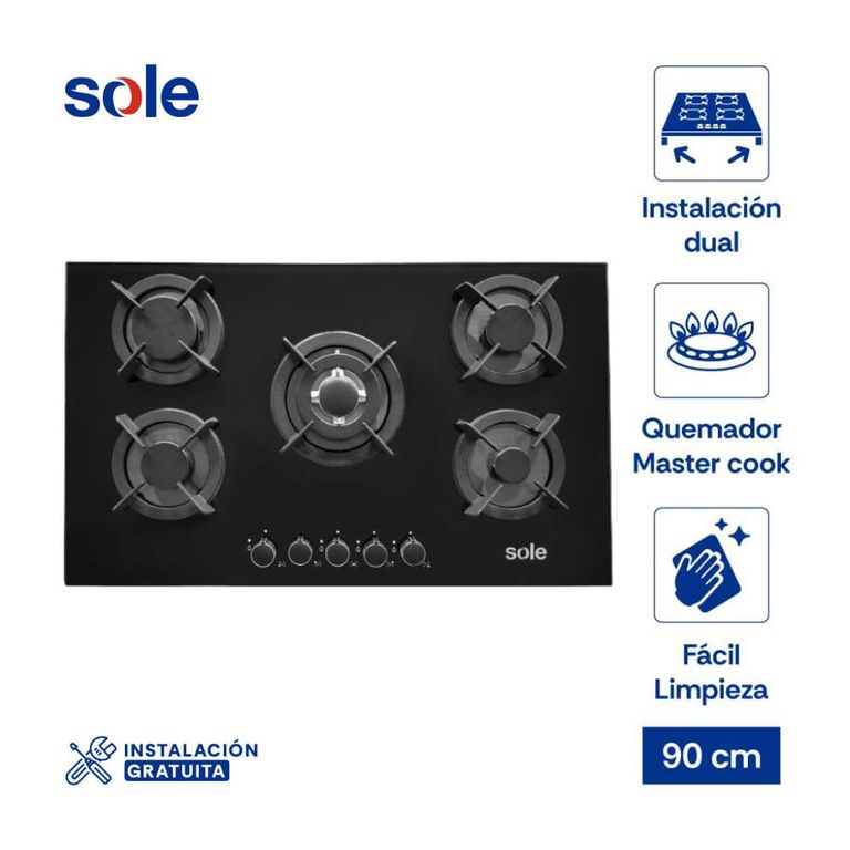 Cocina Empotrable 5 Hornillas 90 cm SOLCO069