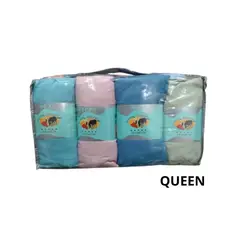 GENERICO - PACK DE 4 SÁBANAS QUEEN CON ELÁSTICO + 2 FUNDAS DE ALMOHADA
