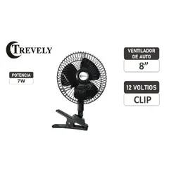 TREVELY - Ventilador para Auto 8 CT-800 12 Voltios - Negro