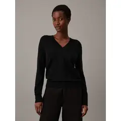 CALVIN KLEIN - SWEATER MERINO WOOL V-NECK SWEATER