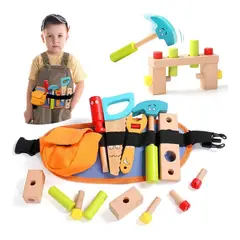 GENERICO - Set Herramientas con Cinturón Ajustable - Juguete Montessori de Madera