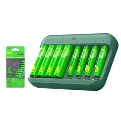 GP BATTERY - CARGADOR GP CON 4 PILAS AA Y 4 PILAS AAA