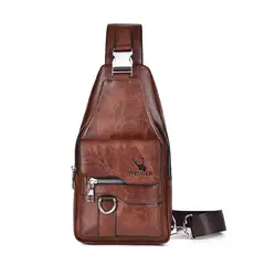 MAKEWAY - - Morral mochila cruzada Hombre cuero PU