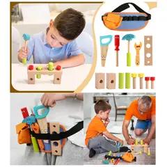 GENERICO - Cinturón de Herramientas de Juguete Montessori de Madera Didáctico para Niños