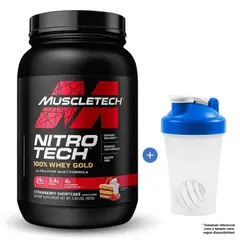 Muscletech - PROTEÍNA NITROTECH 100% WHEY GOLD 907 GR PASTEL DE FRESA
