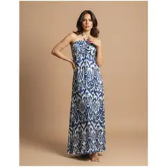 EL TWIST HOME - Vestido Cabosol halter azul blanco