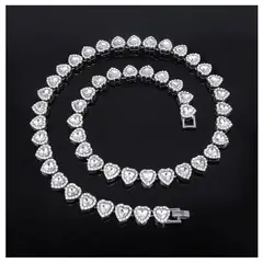 GENERICO - COLLAR 40 CORAZON CIRCON PLATEADO ELEGANTE REGALO MADRE NOVIA SAN VALENTIN NAVIDAD GENIEKA