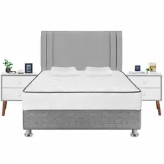 FORLI - Dormitorio Igneo Plata Queen + 02 Veladores