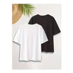 PEACE AND LOVE - Pack 2 Polos Manga Corta Blanco Negro Mujer Peace And Love.