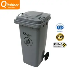 QRUBBER - Tacho de plástico de 120 litros plomo