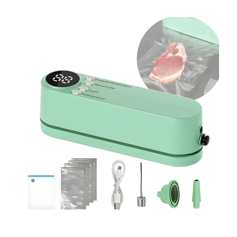 Maquina Selladora Al Vacío Inalámbrica De Mano Mas Inflador