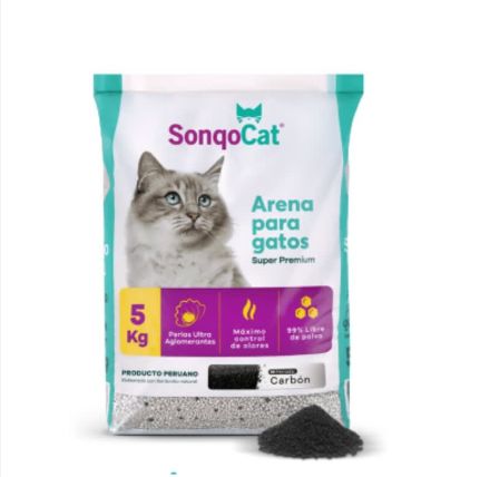 Arena para Gatos SonqoCat Premium 5 kg – Perlada con Carbón Activado