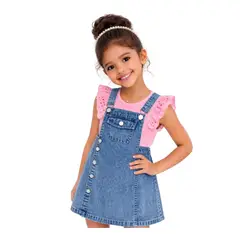 DANUS - Overol falda abierto costado denim niña