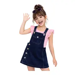 DANUS - Overol falda abierto costado denim niña