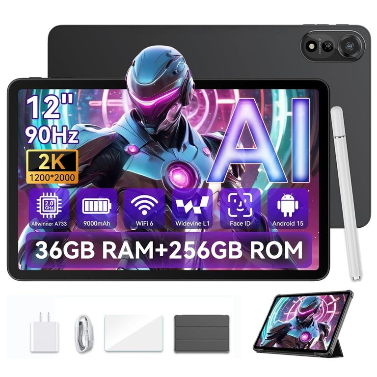 Tablet Mega 2 wifi 36GB RAM 256GB Tablet PC 12'' 2K FHD 9000mAh Gris