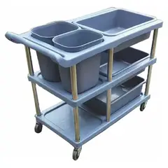 FRITECSA - Carro De Servicio de 3 Niveles para Recojo de Platos Sucios