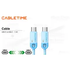 GENERICO - Cable USB-C a USB-C Cabletime CUP3H 1m 60W Azul