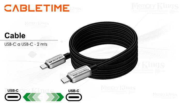 Cable USB-C a USB-C Cabletime CU08L 2m 240W Negro