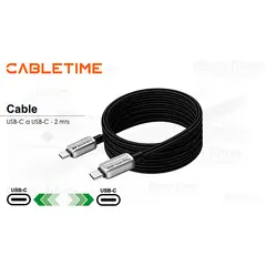 GENERICO - Cable USB-C a USB-C Cabletime CU08L 2m 240W Negro