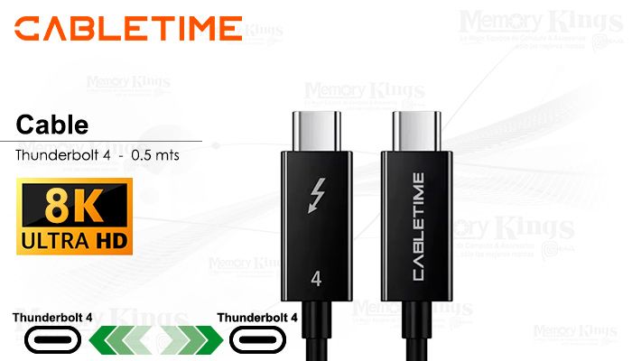 Cable Thunderbolt 4 Cabletime CT40E 0.5m 100W