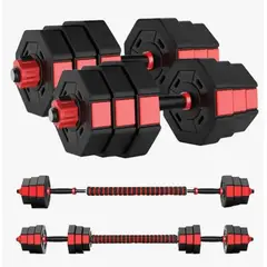 GENERICO - Set de pesas ajustables hexagonales 20Kg con barra Fitness Mancuerna